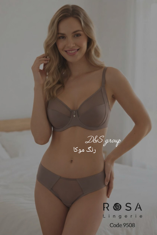 ست سوتین فنردار گنی و شورت نخی لاکرا شیشه ای مدل ژالین برند رزا